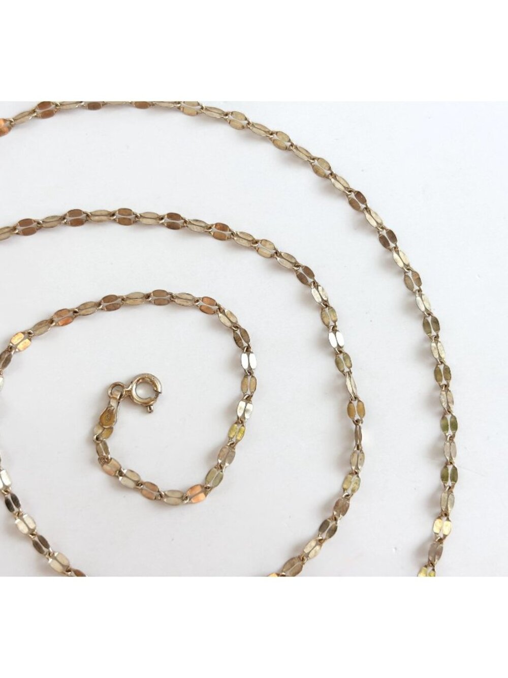 Italian Made Flat Nugget Chain Gold Sterling Silver 925 Vintage Necklace - 24"